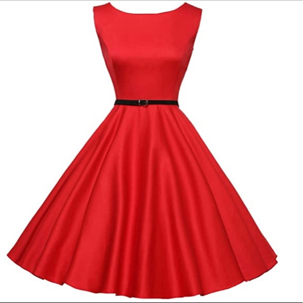 Grace Karin Boatneck Vintage Tea Dress w/ Belt